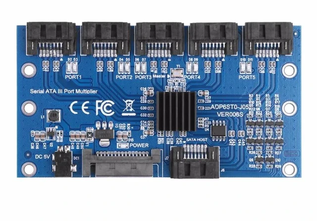 Alt view image 10 of 10 - Expansion Card 1 to 5 Port 3.0 Controller Card Motherboard 6Gbps Multiplier Port Riser Adapter for HDD Computer