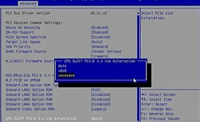 Alt view image 9 of 14 - PCIe 4.0 16x to 4X M.2 NVME SSD Adapter Card PCIe 4.0 GEN4 Full Speed Bifurcation Four-Bay Board Expansion Card 1 to 4 M.2 NVMe SSD Adapter Support 2242 2260 2280 22110 (No Heatsink)