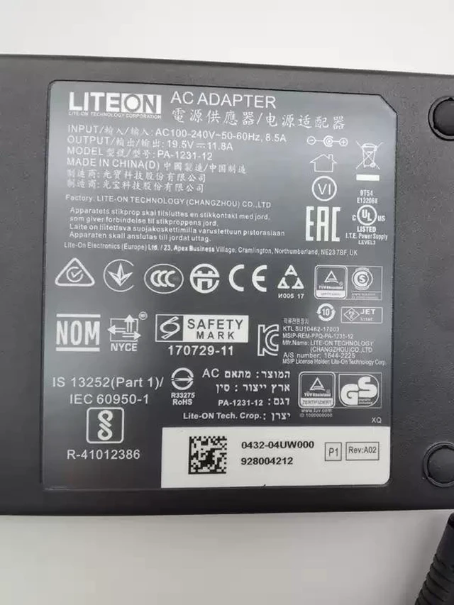 Alt view image 12 of 12 - 19.5V 11.8A 230W 7.4x5.0mm LITEON PA-1231-12 AC Adapter For Gaming Laptop Charger Power Supply