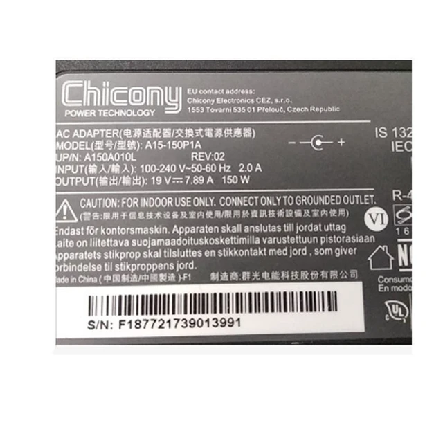 Alt view image 6 of 6 - Chicony A15-150P1A 19V 7.89A 150W A150A010L AC Adapter For CLEVO W650KK1 P955EP6 P950HP6 Laptop Power Supply Charger