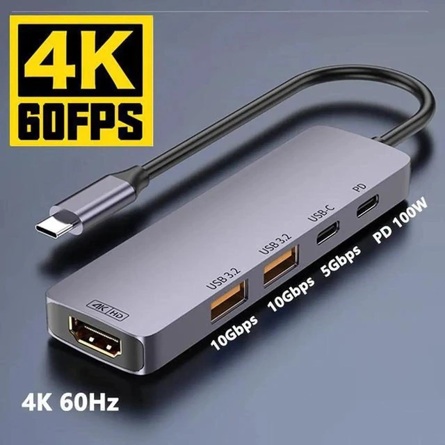 Alt view image 8 of 14 - 5 Ports USB 3.2 Hub 10Gbps, USB C 3.2 Gen 2 Hub, 2*USB-A 3.2 Data Ports,4K@60Hz HDMI, 140W Power Delivery, USB Data Hub for MacBook, Mac Pro, Mac mini, iMac, PC, Flash Drive, Mobile HDD