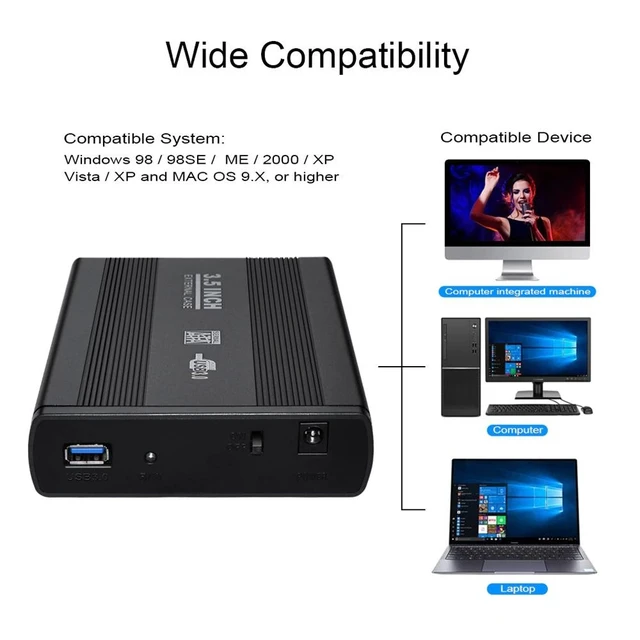 Alt view image 12 of 12 - 3.5 Inch USB 2.0/USB 3.0 SATA External HDD Disk Hard Drive Enclosure Case Cover External Storage Box Support Hard Drive
