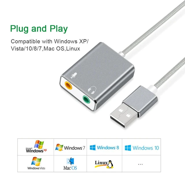 Alt view image 8 of 10 - 7.1 External USB Sound Card Type C / USB to 3.5mm Jack USB Audio Adapter Earphone Micphone for Macbook Computer Laptop PC