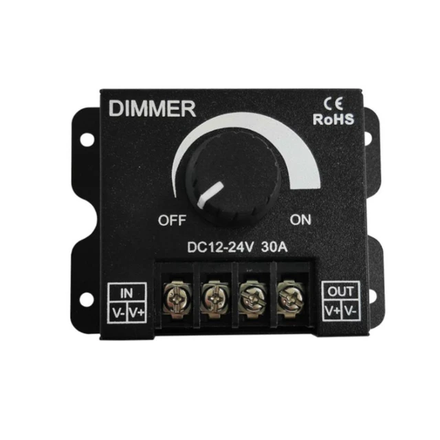 Alt view image 7 of 12 - Black LED Dimmer DC 12V 24V 30A 8A Adjustable Brightness Dimmer Controller Switch for Lamp Bulb Strip Driver Single Color Light