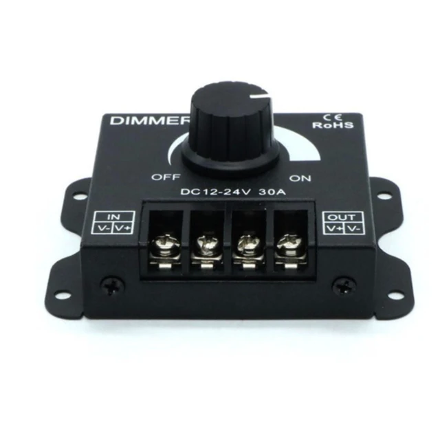 Alt view image 8 of 12 - Black LED Dimmer DC 12V 24V 30A 8A Adjustable Brightness Dimmer Controller Switch for Lamp Bulb Strip Driver Single Color Light