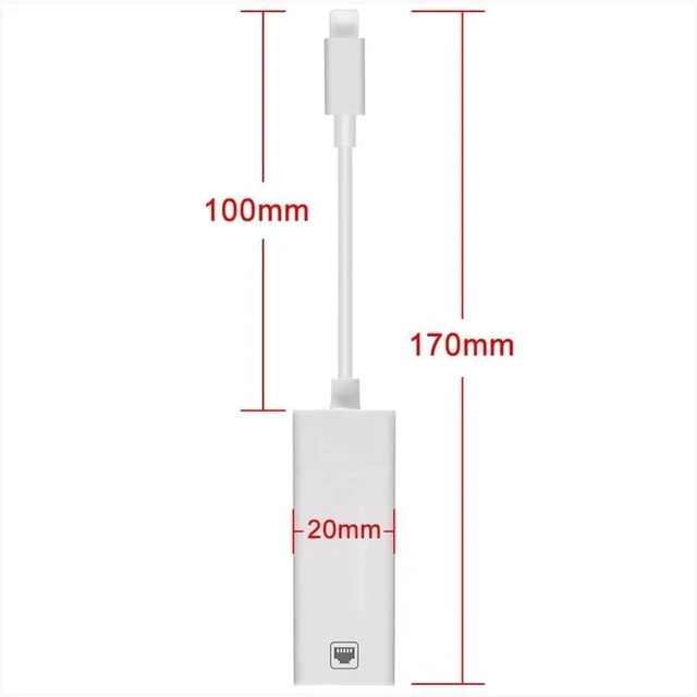 Alt view image 12 of 12 - 100Mbps Network Cable Adapter For Lightning to RJ45 Ethernet LAN Wired Overseas Travel Compact For iPhone/iPad Series
