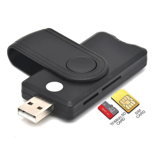 Alt view image 8 of 9 - USB2.0 All-in-One Smart Card Reader SIM SD TF ID IC Smart Card Reader External Card Reader Connector Adapter