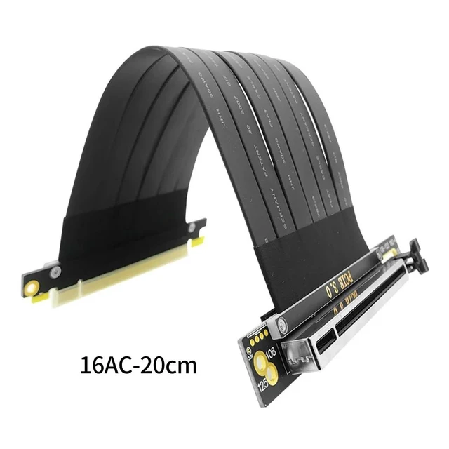 Alt view image 2 of 2 - Full Speed PCI-e 3.0 16X PCIE X16 Graphics Card Extension Cable for GPU AI Server ATX ITX Chassis PC Case Compatible with NR200(Black 90 degree 20cm)
