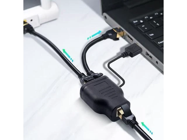 Alt view image 7 of 8 - RJ45 Ethernet Splitter 1-to-2, Gigabit, with USB Power, LED Indicator, for Sharing One Ethernet Port Between Two Devices