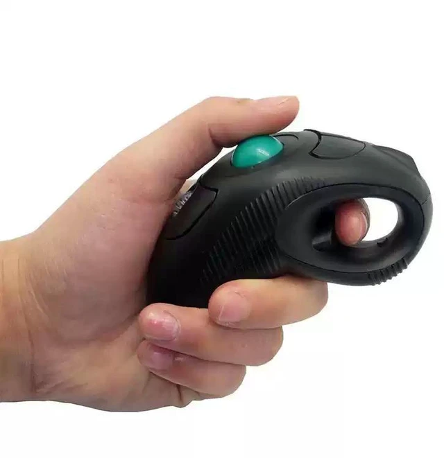 Alt view image 8 of 9 - Ergonomic Wireless Trackball Mouse Y-10W Handheld Grip, Air Mouse, Left/Right Hand, Office & Home HS-01 Wired black