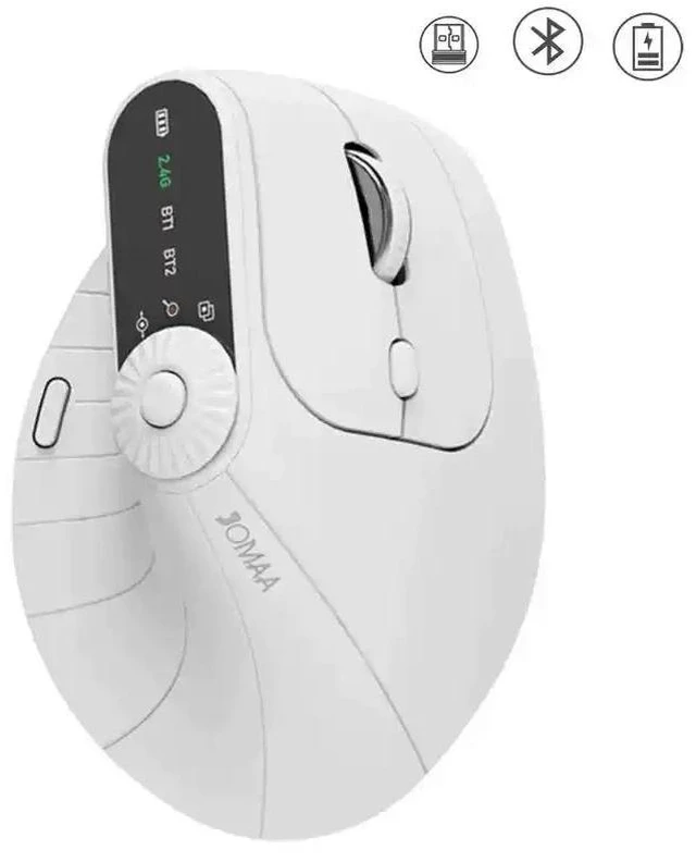 Alt view image 6 of 10 - Wireless Vertical Mouse Ergonomic Rechargeable Optical Mouse with 57° Comfort Angle, 2.4G & Bluetooth Dual-Mode, for PC, Laptop, Mac, Desktop Black/White