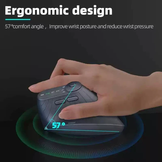 Alt view image 8 of 10 - Wireless Vertical Mouse Ergonomic Rechargeable Optical Mouse with 57° Comfort Angle, 2.4G & Bluetooth Dual-Mode, for PC, Laptop, Mac, Desktop Black/White