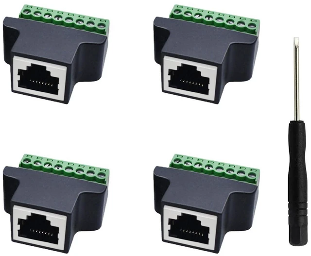 Alt view image 13 of 13 - 4PCS RJ45 Female to 8 Pin Screw Terminal,8P8C Ethernet Screw Terminal Connector,RJ45 Female Connector for CCTV DVR Cat5 Cat6 Cat7 Network Adapter