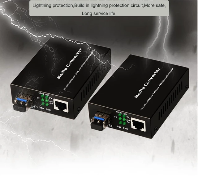 Alt view image 10 of 10 - Multi-Mode LC Gigabit Fiber Media Converter - Include 2 LC SFP Transceiver 2Km, Wavelenth 1310nm, LC to UTP Cat5e 10/100/1000 RJ-45 Gigabit Ethernet Speed, 2 Pack