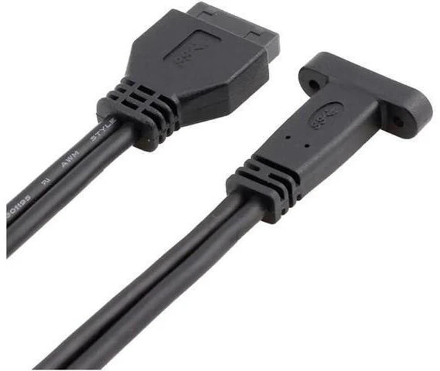 Alt view image 12 of 12 - Desktop 20 Pin Header Female to USB-C Cable with PCIe profile bracket 19Pin to USB Type-C Adapter Cable 50cm