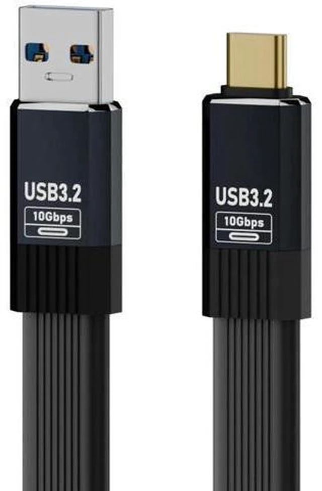 Alt view image 8 of 14 - Cable USB3.1 Type-A Male to Type-C Male 10Gbps Flat Slim FPC USB-C Data Power Cable 5V3A for Laptop Phone Disk (100cm)