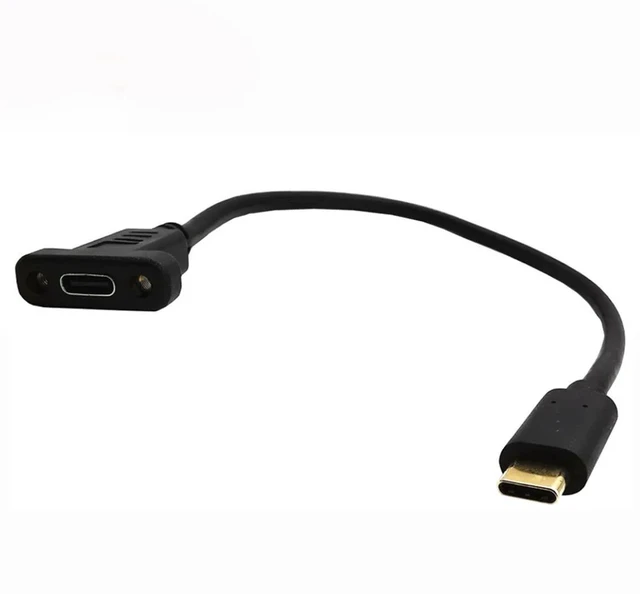 Alt view image 6 of 10 - USB-C USB 3.1 Type C Male to Female Extension Data Cable with Panel Mount Screw Hole Length: 20cm Type C connector is the