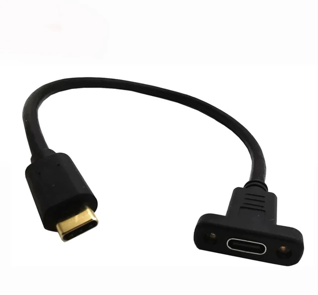 Alt view image 7 of 10 - USB-C USB 3.1 Type C Male to Female Extension Data Cable with Panel Mount Screw Hole Length: 20cm Type C connector is the