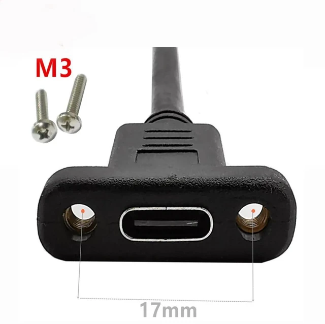 Alt view image 8 of 10 - USB-C USB 3.1 Type C Male to Female Extension Data Cable with Panel Mount Screw Hole Length: 20cm Type C connector is the