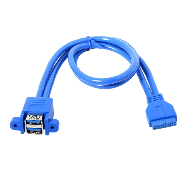 Alt view image 5 of 6 - Motherboard 20Pin to Stackable USB 3.0 Female Panel Type Dual Ports Header Cable 50cm