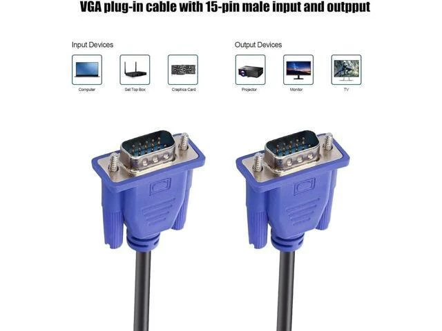 Alt view image 6 of 8 - Blue VGA Cable 15 Pin Male to Male Plug Computer Monitor Cable Wire Cord, 33 ft.