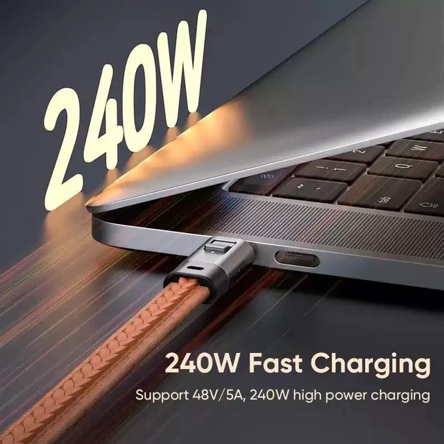 Alt view image 10 of 12 - 240W Mobile Fast Charging Cable Type-C to USB-C 2-in-1 Keychain Design, PD 240W Fast Charging, Anti-Fall Buckle, Portable Pendant for Outdoor Riding & Travel Brown No Lanyard