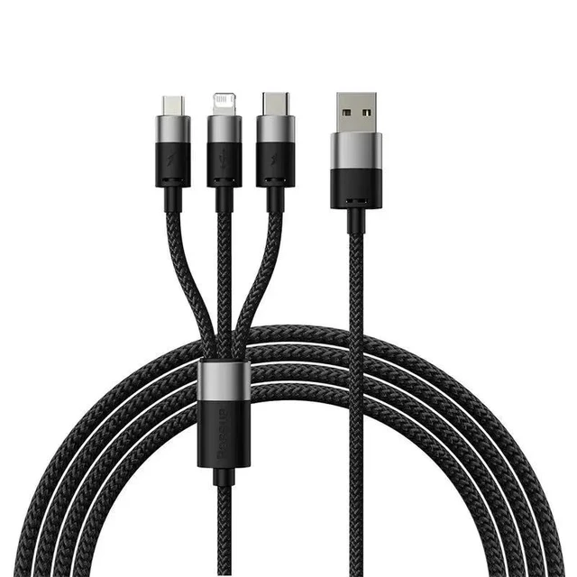 Alt view image 13 of 13 - 3-in-1 USB Charging Cable Micro USB + Type-C, 3.5A High-Speed Charger, 4 Tinned Copper Wires, Smart Power Split, Multi-Device Compatible for Android Phones, Tablets & More Black