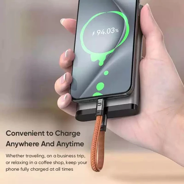 Alt view image 8 of 12 - 240W Mobile Fast Charging Cable Type-C to USB-C 2-in-1 Keychain Design, PD 240W Fast Charging, Anti-Fall Buckle, Portable Pendant for Outdoor Riding & Travel Brown No Lanyard