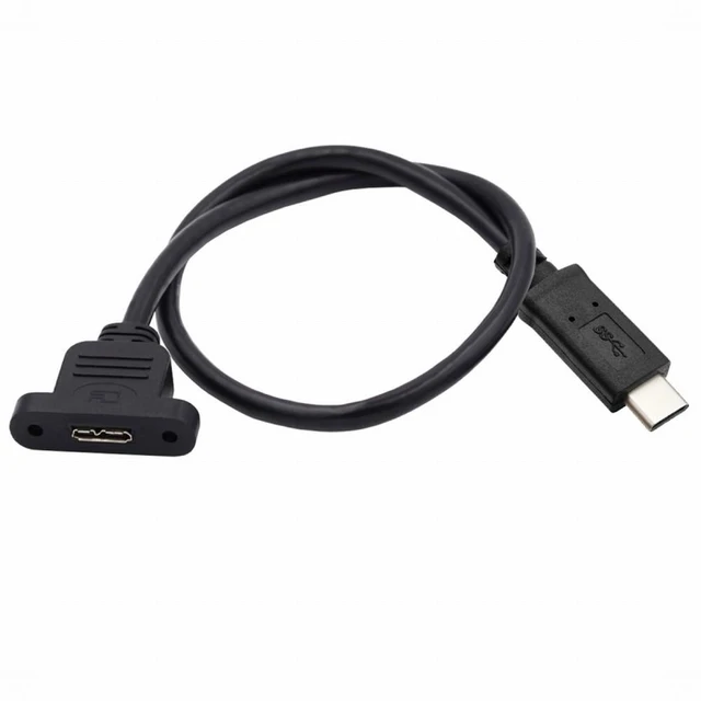 Alt view image 7 of 10 - Type-C USB 3.0 USB-C Male to Micro 3.0 Type-B Female Screw Mount Type Extension Cable 5Gbps