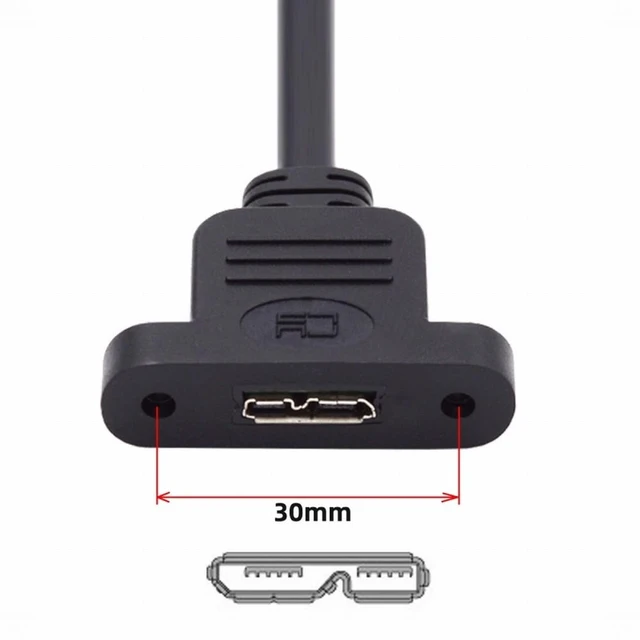 Alt view image 8 of 10 - Type-C USB 3.0 USB-C Male to Micro 3.0 Type-B Female Screw Mount Type Extension Cable 5Gbps