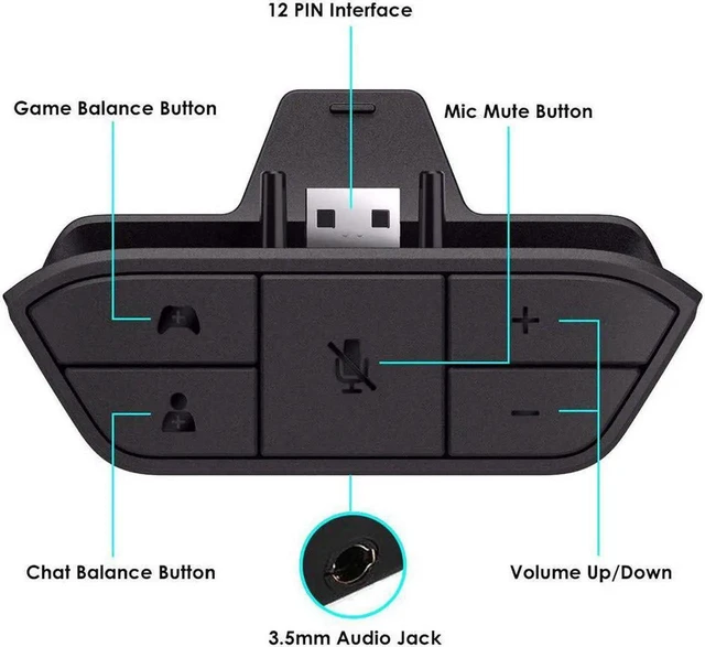 Alt view image 10 of 14 - Xbox One Stereo Amplified Headset Adapter Gaming Headset and Headset Audio Controller- Xbox One