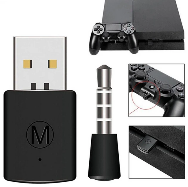 Alt view image 7 of 12 - Bluetooth Receiver Wireless Headset Headphone Adapter with Mic Bluetooth 4.0 Dongle USB Adapter USB Dongle for PS4 Black