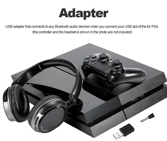 Alt view image 12 of 12 - Bluetooth Receiver Wireless Headset Headphone Adapter with Mic Bluetooth 4.0 Dongle USB Adapter USB Dongle for PS4 Black
