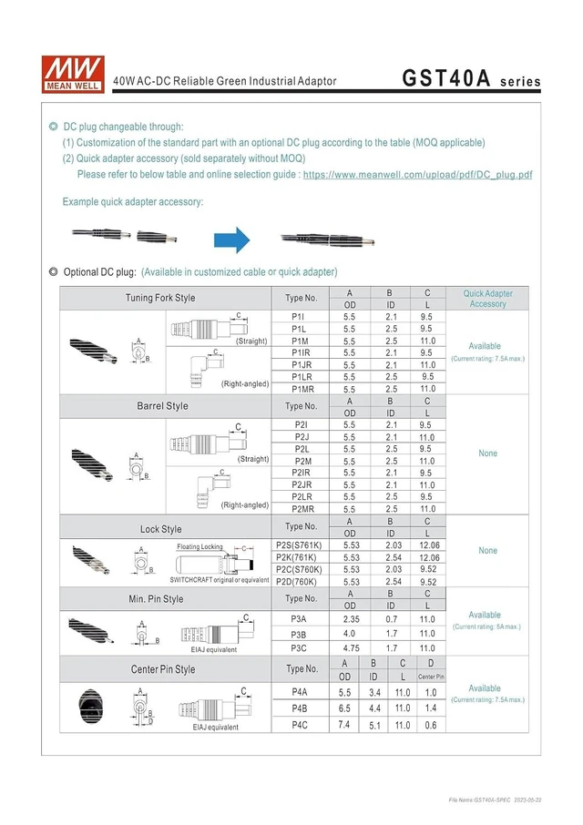 Alt view image 13 of 14 - MEAN WELL GST40A24-P1J 40W AC-DC Reliable Green Industrial Adaptor GST40A 24V 1.67A