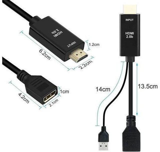 Alt view image 14 of 14 - 4K@60Hz HDMI to DisplayPort Cable Adapter/Converter with USB Power, Male to Female HDMI to DP Adaptor for Monitor, Support HDMI2.0 HDCP2.2, Compatible with , PS5, NS, Mac Mini(NOT USB Port)
