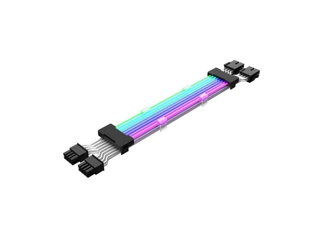 Alt view image 6 of 10 - 0.98ft Dual 8Pin PSU Extension Cable RGB 5V ARGB ATX GPU 2* 8Pin Streamer PCI-E 6+2Pin Dual Rainbow Cord Sync PC Case Decoration eokCXOY