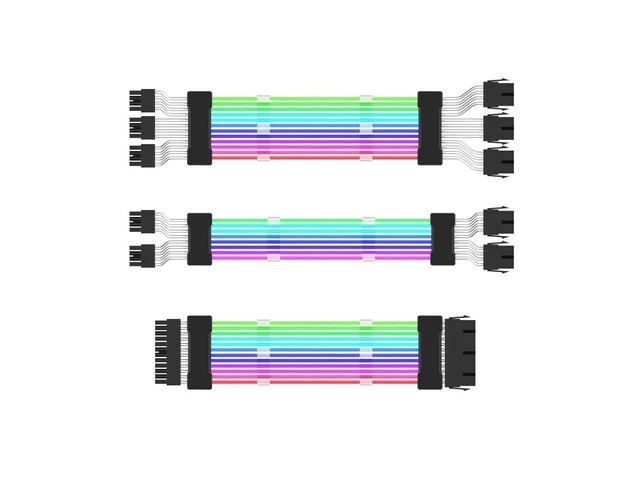 Alt view image 7 of 10 - 0.98ft Dual 8Pin PSU Extension Cable RGB 5V ARGB ATX GPU 2* 8Pin Streamer PCI-E 6+2Pin Dual Rainbow Cord Sync PC Case Decoration eokCXOY