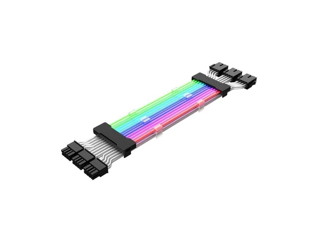 Alt view image 9 of 10 - 0.98ft Dual 8Pin PSU Extension Cable RGB 5V ARGB ATX GPU 2* 8Pin Streamer PCI-E 6+2Pin Dual Rainbow Cord Sync PC Case Decoration eokCXOY