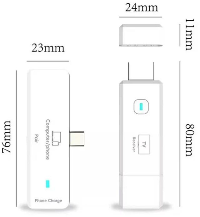 Alt view image 8 of 12 - Type-C Wireless HDMI Transmitter Receiver Kit - Type-C to HDMI Display Adapter Set - 1080P@60Hz 50m 5.8GHz Screen Mirroring - Plug & Play - Compatible with iPhone/iPad/Windows