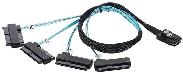 Alt view image 10 of 14 - Internal 36 Pin Mini SAS SFF-8087 Host to 4 SFF-8482 Target SAS Hard Disk and SATA Power Cable 100cm