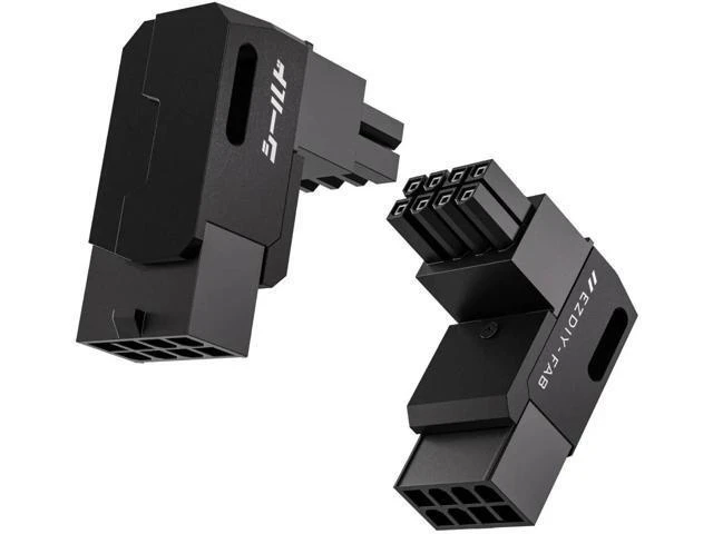 Alt view image 7 of 12 - Shield Series 8-Pin PCIe GPU Power Adapter,90-Degree Angled Connector, Aluminum Design for Graphics Cards Reverse Type,Black-2 Pack