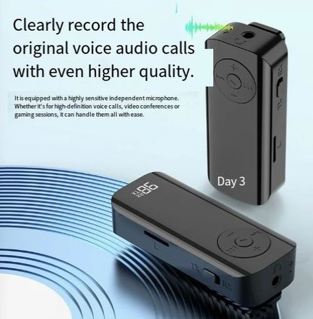 Alt view image 7 of 8 - Bluetooth 5.3 Audio Receiver & Transmitter Digital Display Clip-On Adapter for Computer, TV, Projector, Car Hands-Free Calling & Wireless Audio