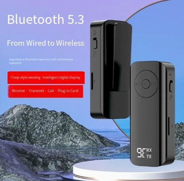 Alt view image 8 of 8 - Bluetooth 5.3 Audio Receiver & Transmitter Digital Display Clip-On Adapter for Computer, TV, Projector, Car Hands-Free Calling & Wireless Audio