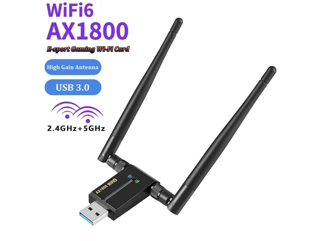 Alt view image 8 of 14 - WiFi Adapter for Desktop PC - WiFi 6 1800Mbps USB 3.0 Wireless Network Adapter - 2.4G/5G Dual Band WiFi Dongle for Laptop MU-MIMO OFDMA WPA3 Dual 5dBi Antennas Plug & Play Supports Windows 11/10