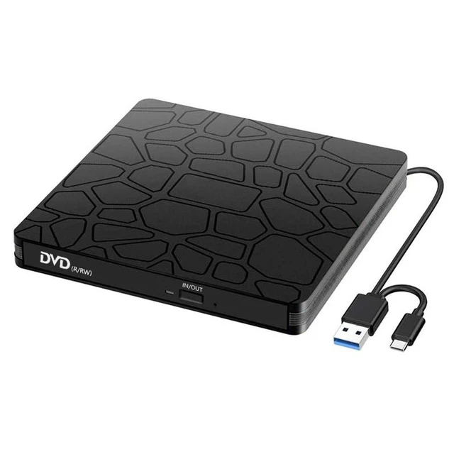 Alt view image 8 of 14 - External DVD Drive, USB 3.0 & Type-C Dual Interface Portable CD/DVD Burner for Laptop & Desktop External Optical Drive for PC, Tray-Load, Plug & Play, Ultra-Slim Black edge
