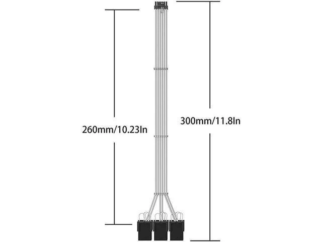 Alt view image 8 of 8 - 12+4pin transfer 3×8PIN ATX Extension Cable 3.0 Mixed Next-gen PCI-E 5.0 Extension Kit White