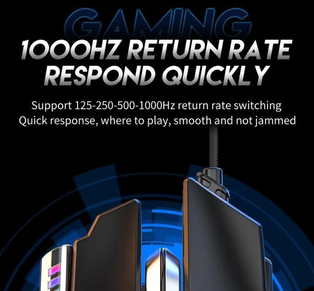 Alt view image 9 of 10 - M7 Gaming Mouse RGB, Wired, 6 Buttons, 1000Hz Polling, 12800 DPI, Macro Programmable, for PC, Office & Gaming