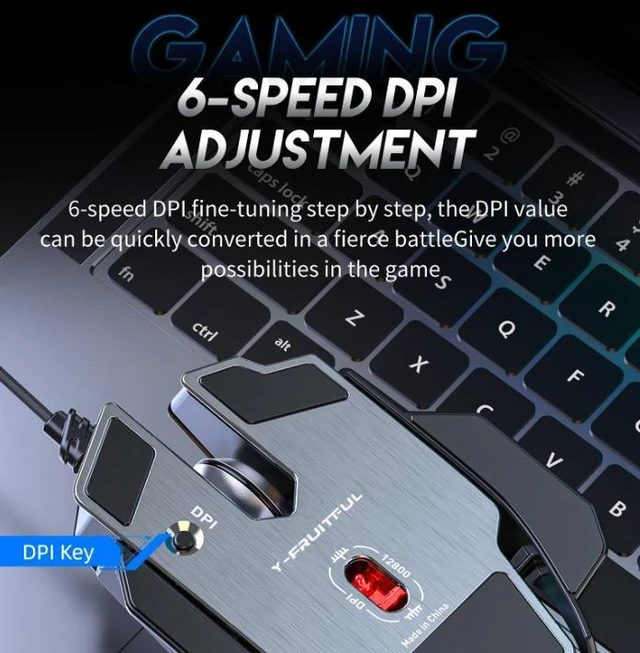 Alt view image 8 of 10 - M7 Gaming Mouse RGB, Wired, 6 Buttons, 1000Hz Polling, 12800 DPI, Macro Programmable, for PC, Office & Gaming