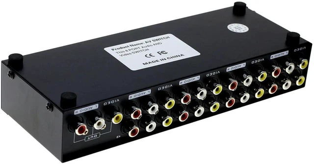 Alt view image 7 of 10 - 8-Way Composite Video Audio 3 RCA AV Switch Switcher Box Selector 8 in 1 Out 8x1