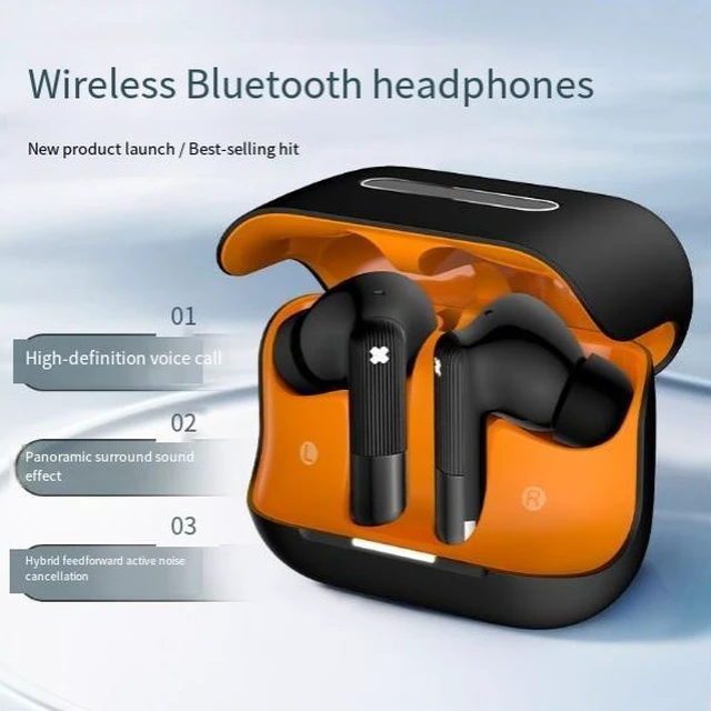 Alt view image 7 of 8 - Y92 Wireless Bluetooth Headset 6-Mic Hybrid ANC + ENC, Bluetooth 6.0, LED Display, 300mAh Charging Case, Low-Latency Gaming Earbuds